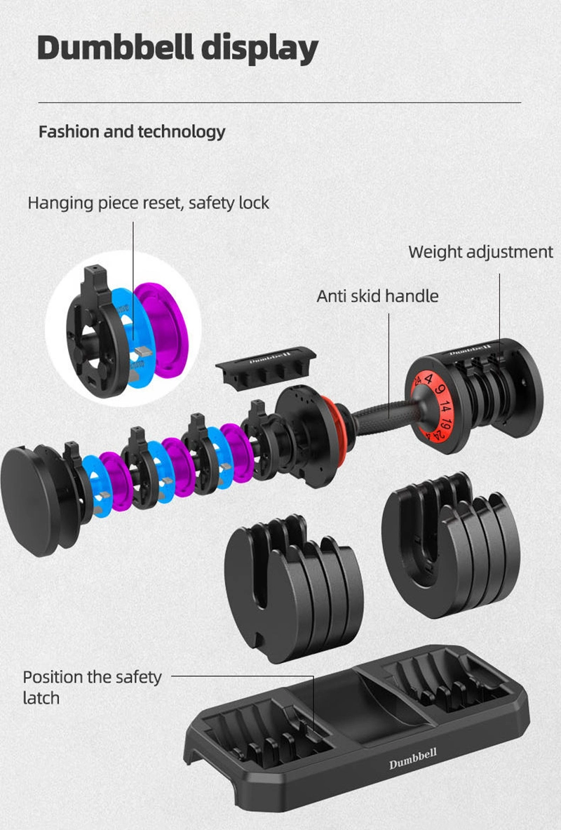 Fitness Strength Training 24kg Adjustable Dumbbells Verstellbare Hantel Gewicht Free Weights for Gym Workout